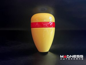 FIAT 500 Gear Shift Knob - Black Italy - Yellow w/Red Stripe + Black Logo FIAT 500 Gear Shift Knob - Black Italy - Yellow w/Red Stripe + Black Logo